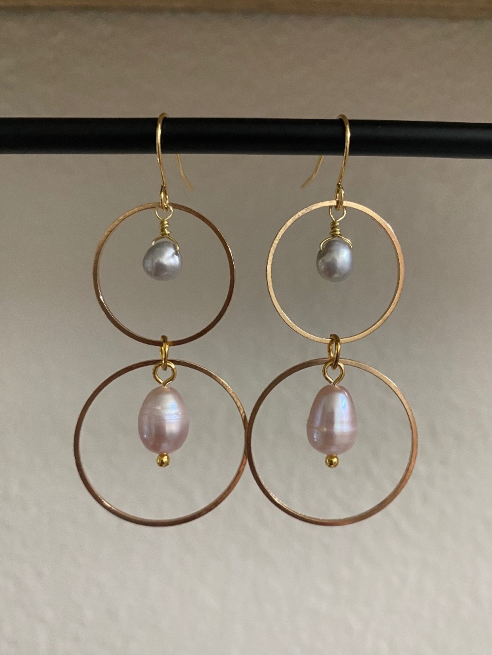 Handmade Hoop Earrings with Freshwater Pearl